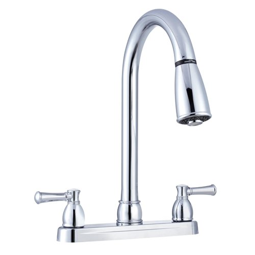 Dura Faucet DF-PK350L-CP - Dura Non-Metallic Dual Lever Pull-Down RV Kitchen Faucet - Chrome Polished - Young Farts RV Parts