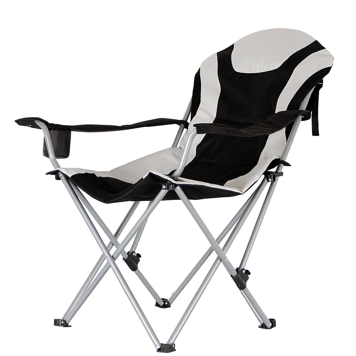 foldable recliner camp chair blk/gry - Young Farts RV Parts