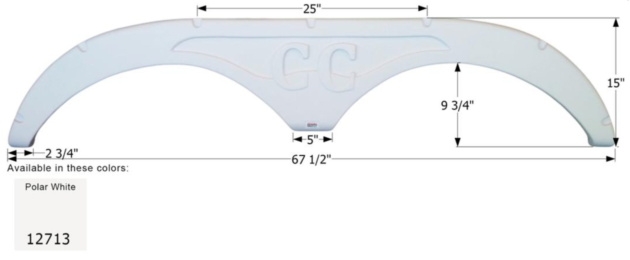 Icon 12713 Fender Skirt Various Forest River Brands Including Cedar Creek 67-1/2 Inch 15 Inch, Polar White - Young Farts RV Parts