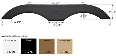 Icon Fender Skirt Various Brands Including Crossroads/ Dutchmen/ Forest River/ Keystone/ Palomino 69-3/8 Inch 9-1/2 Inch Champagne 01902 - Young Farts RV Parts