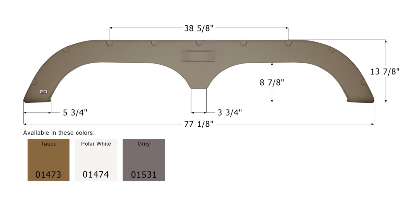 Icon Fender Skirt Various Fleetwood Brands Including Prowler/ Prowler Regal/ Regal/ Redline Hyper Lite 77-1/8 Inch 13-7/8 Inch Gray 01531 - Young Farts RV Parts