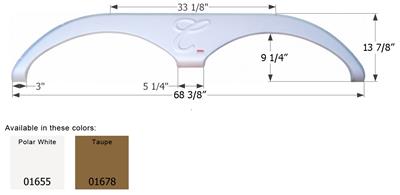 Icon Fender Skirt Various Forest River Brands Including Cardinal/ Cedar Creek/ Cherokee/ Rockwood/ Salem 68-3/8 Inch 13-7/8 Inch Polar White 01655 - Young Farts RV Parts