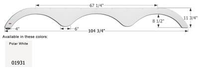 Icon Fender Skirt Various Heartland Brands Including Cyclone/ Big Country/ Bighorn/ Heartland/ Landmark/ Razor 104-3/4 Inch 11-3/4 Inch Polar White 01931 - Young Farts RV Parts