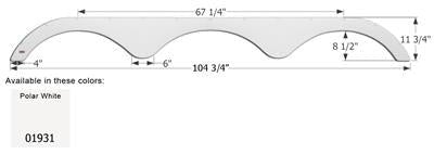 Icon Fender Skirt Various Heartland Brands Including Cyclone/ Big Country/ Bighorn/ Heartland/ Landmark/ Razor 104-3/4 Inch 11-3/4 Inch Polar White 01931 - Young Farts RV Parts
