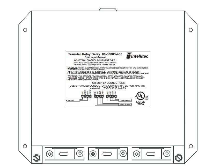 intellitec 0000803400 *SPECIAL ORDER* TRNSFR RLY 240V 50A DUAL INPT - MOD - Young Farts RV Parts