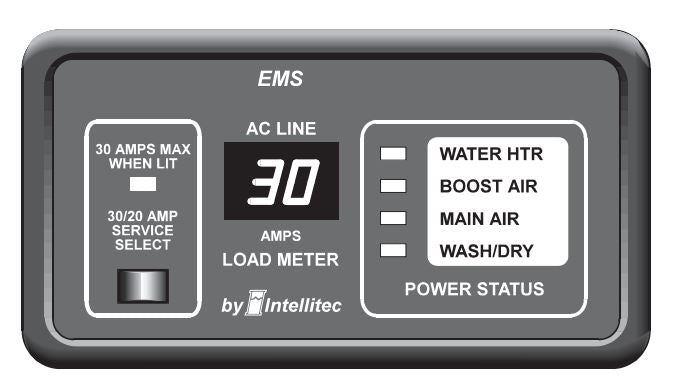 intellitec 0000903030 *SPECIAL ORDER* 30A SMART EMS DISPLAY PANEL - BLK - Young Farts RV Parts