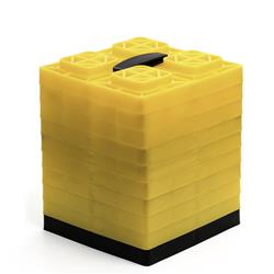 Leveling Block Camco 44512 FasTen, Use to Level RV While Parked, Interlocking Blocks With T-Handle, Pull Up For Carrying/ Twist Lock To Secure, 2 x 2, Yellow, Plastic - Young Farts RV Parts