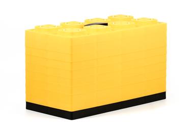 Leveling Block Camco 44515 FasTen, Use to Level RV While Parked, Interlocking Blocks With T-Handle, Pull Up For Carrying/ Twist Lock To Secure, 4 x 2, Yellow, Plastic - Young Farts RV Parts