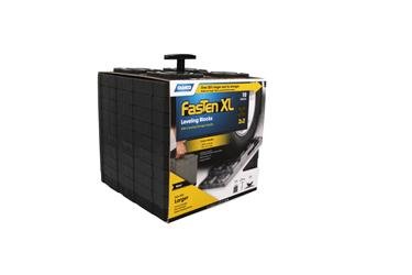 Leveling Block Camco 44527 FasTen XL, Use to Level RV While Parked, Interlocking Blocks With T-Handle, Pull Up For Carrying/ Twist Lock To Secure, 2 x 2, Yellow, 10-1/2" x 10-1/2" x 1-1/2", Plastic - Young Farts RV Parts