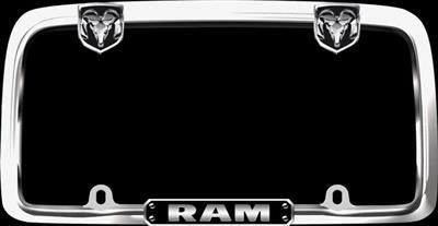 License Plate Frame Cruiser 11135 License Frame, Black Ram Logo, Polished, Chrome - Young Farts RV Parts