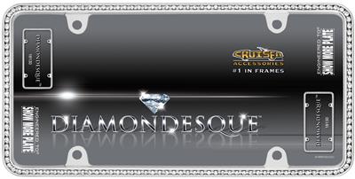 License Plate Frame Cruiser 18130 Diamondesque, Diamond Studded Perimeter, Chrome - Young Farts RV Parts