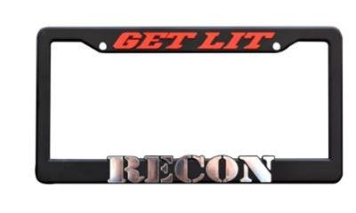 License Plate Frame Recon Accessories 264300 Standard With Get Lit Design And Recon Logo, Matte - Young Farts RV Parts