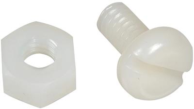 License Plate Mounting Hardware Dorman 785-122 AutoGrade ™, Fastener, 1/4"-20 x 1/2-5/8", White/ Black, With Slotted Panhead Screw with White Nylon Nut/ Black Plastic Slotted Panhead Screw with black Nylon Nut - Young Farts RV Parts