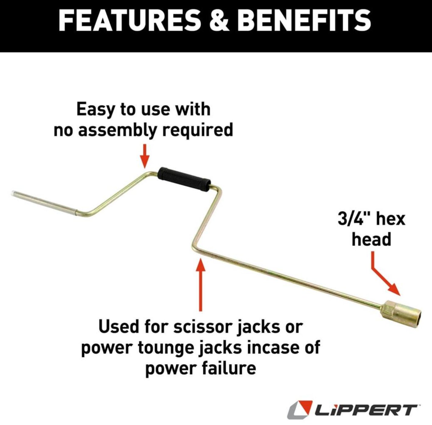 Lippert Components 285324 Manual Stabilizer Jack Stand Crank - Young Farts RV Parts