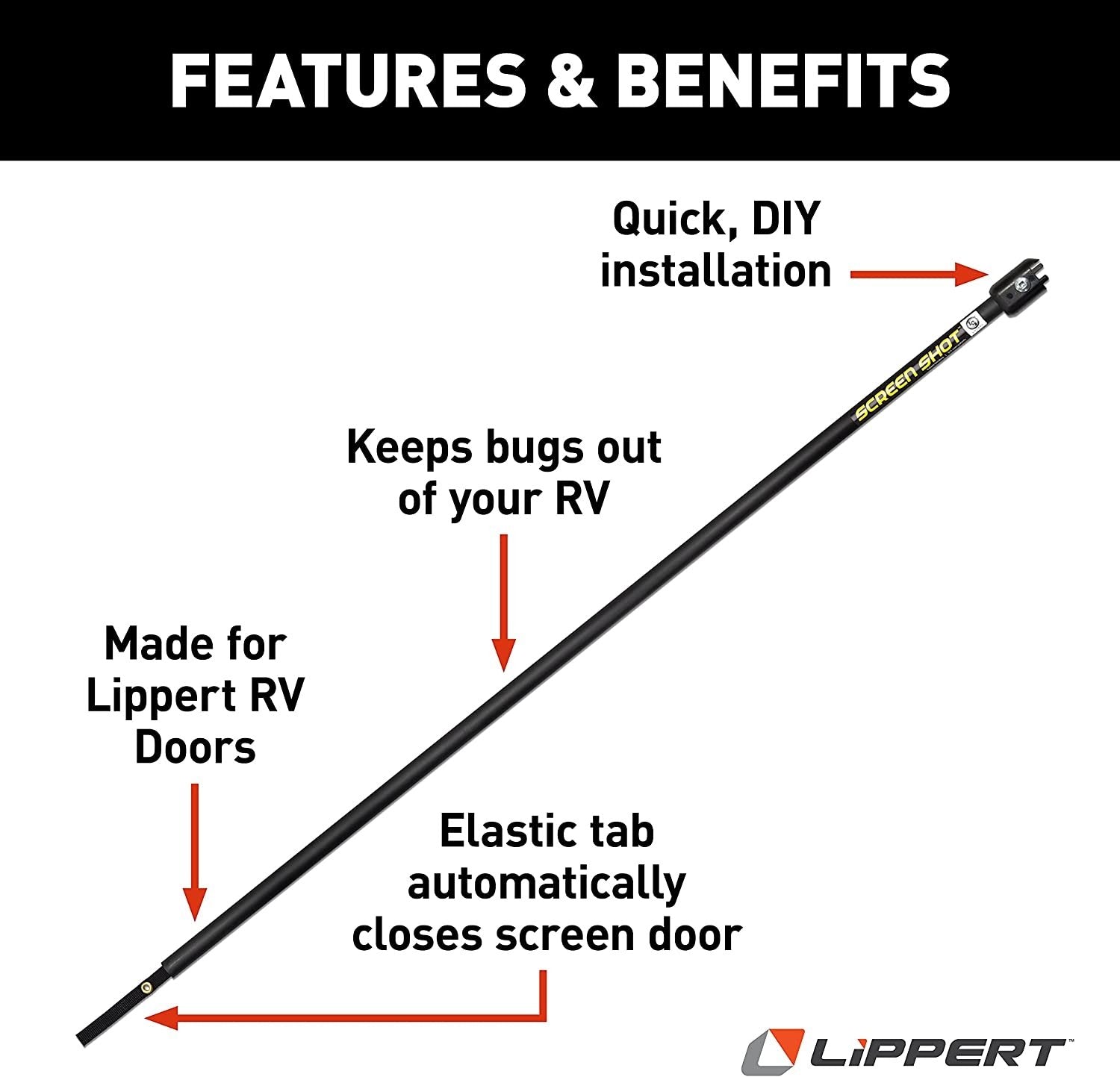 Lippert Components 730812 - Black Shot Screen Closer 24-26" - Young Farts RV Parts