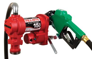 Liquid Transfer Tank Pump Fill Rite by Tuthill FR1210HA1 H Series, Diesel/ Gasoline/ Kerosene/ E15/ Biodiesel Up To B20, Electric, 12 Volt DC, Up To 15 Gallons Per Minute, 3/4" Diameter x 12 Foot Length Hose, With Automatic Nozzle, 1" NPT Inlet x 3/4" NPT - Young Farts RV Parts