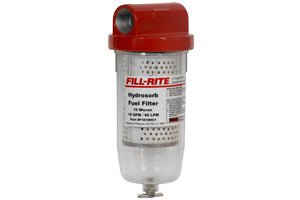 Liquid Transfer Tank Pump Filter Fill Rite by Tuthill F1810HC1 Clear Bowl, Water And Particulate Filter, Used With 1" Pumps, Compatible With Alcohol And Alcohol Fuel Blends, Filters To 10 Microns, 18 Gallons Per Minute, 1" NPT Threads, With Drain - Young Farts RV Parts