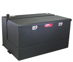 Liquid Transfer Tank RDS Tanks 72367PC DOT Approved, Gasoline or Diesel, Combo, 21" Length x 48" Width x 17" Height Tool Box, 32" Length x 48" Width x 26" Height Transfer Tank, 95 Gallon Capacity, Black, Powder Coated Diamond Tread, Aluminum - Young Farts RV Parts