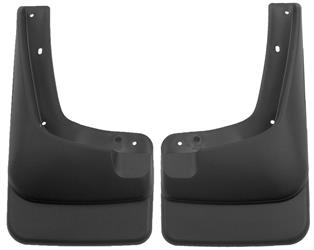 Mud Flap Husky Liner 56401 Custom Mud Guards ™, Direct-Fit, Set of 2, Contoured, Without Logo, Black, Thermoplastic - Young Farts RV Parts