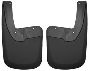 Mud Flap Husky Liner 57161 Custom Mud Guards ™, Direct-Fit, Set of 2, Contoured, Without Logo, Black, Thermoplastic - Young Farts RV Parts