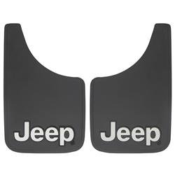 Mud Flap Plasticolor 000491R01 Easy-Fit Series, Universal 9" x 15", Set Of 2, Flat, Jeep Logo, Black, Fiberglass Reinforced - Young Farts RV Parts