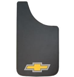Mud Flap Plasticolor 000540R03 Easy-Fit Series, Universal 11" x 19", Set Of 2, Flat, Chevrolet Logo, Black, Fiberglass Reinforced - Young Farts RV Parts