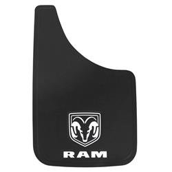 Mud Flap Plasticolor 000541R01 Easy-Fit Series, Universal 11" x 19", Set Of 2, Flat, Ram Logo, Black, Fiberglass Reinforced - Young Farts RV Parts