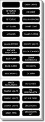 Multi Purpose Label Blue Sea 8039-BSS For Traditional Metal Panels/ ST Glass Fuse Blocks/ Contura Water Resistant Fuse Panels, DC Label Kit, Large Format Labels, Rectangular, Black With White Letter - Young Farts RV Parts