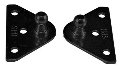 Multi Purpose Lift Support Bracket JR Products BR-1020 Used For Mounting Gas Lift Supports; Flat Shaped; 10 Millimeter Ball Stud; 3 Holes; Powder Coated; Black - Young Farts RV Parts