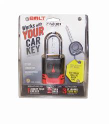 Padlock BOLT Locks/ Strattec Security 7018518 Key Type - Uses Automotive Key, 5/16" Diameter Shackle, 2" Height x 0.95" Width Shackle Clearance, General Purpose, Chrome Plated, Black And Red, Steel, With Stainless Steel Lock Shutter And Protective Jacket - Young Farts RV Parts