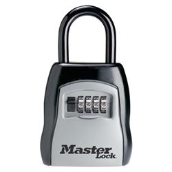 Padlock Master Lock Starter Sentry 5400D 4 Digit Combination Type, 13/32" Shackle Diameter/ 3 - 1/4" Body Width, 1 - 13/32" Height x 1 - 7/8" Width Shackle Clearance, Molded Body And Vinyl Coated Shackle, Built - in With Key Lock Box The Master Lock Wall Mount Lo - Young Farts RV Parts
