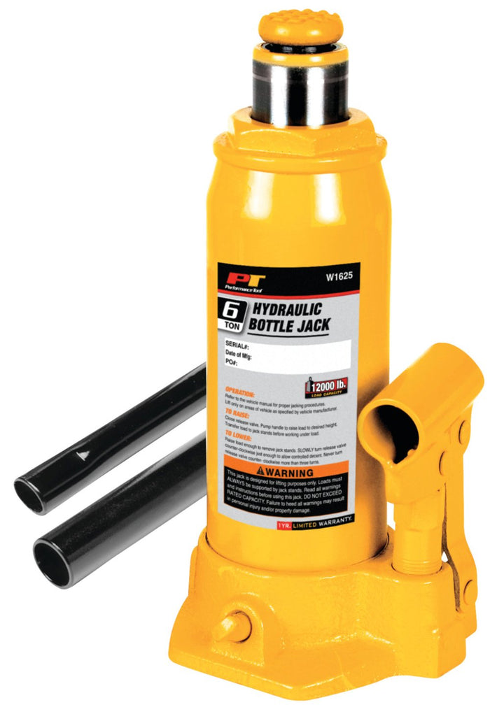 Performance Tool W1625 Hydraulic Bottle Jack, 6 Ton Capacity - Young Farts RV Parts