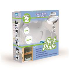 Plate Holder Camco 43601 Stack-A-Plate, One For 7-1/4" Plates and One For 10-1/4" Plates, With Non-Slip Backing for Storage in Cabinets, Bright White, Plastic - Young Farts RV Parts