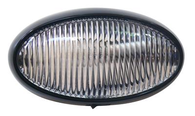 Porch Light Valterra DG71259VP Diamond Group, Incandescent Bulb, 6" x 3-1/2" x 2", Oval, Clear Lens, Black Base, Snap In, ABS Plastic, Surface Mount - Young Farts RV Parts