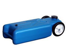 Load image into Gallery viewer, Portable Waste Holding Tank Barker Mfg. 11747 TOTE-ALONG, 15 Gallon Tank, 2 Wheel Design, 37&quot; Length x 15&quot; Width x 11-1/4&quot; Height, Blow-Molded Polyethylene - Young Farts RV Parts