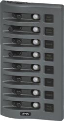 Power Distribution Box Blue Sea 4378-BSS WeatherDeck ®; CLB Circuit Breakers Panel; 15 Amps At 12 Volts DC/ 9 Amps At 24 Volts DC; CLB Circuit Breakers; 8 Positions; Gray; Reinforced Polycarbonate; 4-1/4