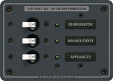 Power Distribution Box Blue Sea 8058-BSS AC Branch Circuit Breaker Panel; 120 Volt AC; 100 Amps; Traditional Metal; 3 Positions; Black; 5-1/4