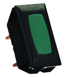 Power Indicator Light JR Products 13315 12 Volt; 10 Amp At 14 Volt DC; 1.125" x 0.550" Cutout; 1.120" x 0.547" (Switch); Green Illuminated Light - Young Farts RV Parts