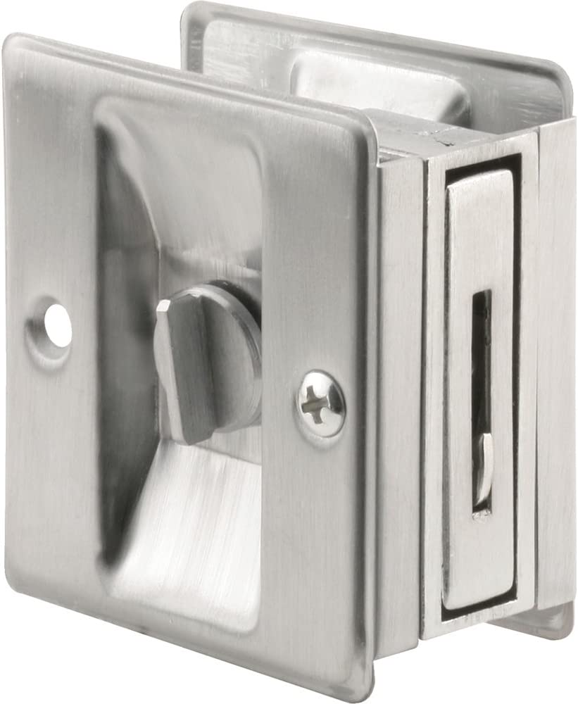 Prime-Line Products N 7161 Pocket Door Privacy Lock with Pull, Satin Chrome - Young Farts RV Parts