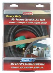 Propane Supply Splitter Camco 59143 Allows Connection of Additional Appliances; Type I ACME Nut x Female Prest-O-Lite (POL) and Male ACME Thread x 1"-20 Male Throwaway Cylinder Thread; 2 Port - Young Farts RV Parts
