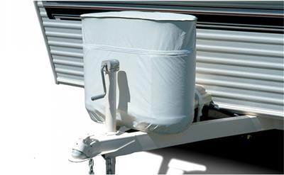 Propane Tank Cover Adco 2114 For Dual 40 Pound - 10 Gallon Tank While Mounted; Weatherproof; Polar White; Vinyl; With Access To Valve Through Zipper - Young Farts RV Parts
