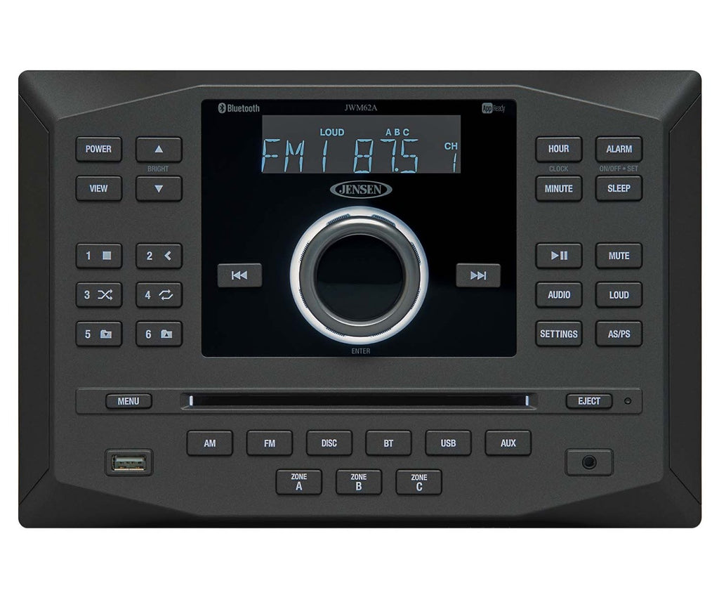 Radio ASA Electronics JWM62A Automotive; FM; With Bluetooth Functionality; Plays CD/ CD-R/ CD-RW/ DVD/ DVD+R/ DVD RW/ DVD-R/ DVD-RW/ MP3; With Front A/V AUX Input - Young Farts RV Parts