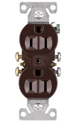 Receptacle Cooper Wire 270B 2 Pole/ 3 Wire; 15 Amp/ 125 Volt AC Power; Non Ground Fault Interrupter; Duplex Receptacle; Brown - Young Farts RV Parts
