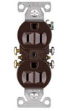 Receptacle Cooper Wire 270B 2 Pole/ 3 Wire; 15 Amp/ 125 Volt AC Power; Non Ground Fault Interrupter; Duplex Receptacle; Brown