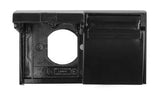 Receptacle Cover JR Products 05-12115 For Use With Standard Two Outlet Electrical Unit; Spring Loaded Hinges; Black