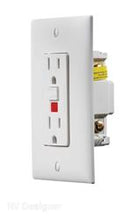Load image into Gallery viewer, Receptacle RV Designer S801 Use With 125 Volt AC Grounded Two-Wire Branch Circuits (15 Amp Or 20 Amp Overcurrent Protected Systems); Ground Fault Interrupter Type; White; With Cover Plate - Young Farts RV Parts