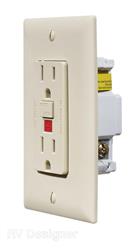 Receptacle RV Designer S803 Use With 125 Volt AC Grounded Two-Wire Branch Circuits (15 Amp Or 20 Amp Overcurrent Protected Systems); Ground Fault Interrupter Type; Ivory; With Cover Plate - Young Farts RV Parts