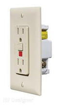 Load image into Gallery viewer, Receptacle RV Designer S803 Use With 125 Volt AC Grounded Two-Wire Branch Circuits (15 Amp Or 20 Amp Overcurrent Protected Systems); Ground Fault Interrupter Type; Ivory; With Cover Plate - Young Farts RV Parts