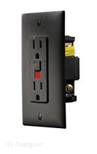 Load image into Gallery viewer, Receptacle RV Designer S807 Use With 125 Volt AC Grounded Two-Wire Branch Circuits (15 Amp Or 20 Amp Overcurrent Protected Systems); Ground Fault Interrupter Type; Black; With Cover Plate - Young Farts RV Parts