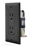Receptacle RV Designer S817 Self Contained; 125 Volt AC; Non Ground Fault Interrupter; Dual Receptacle; Black; With Cover Plate